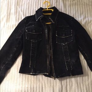 Black jacket suede material denim look